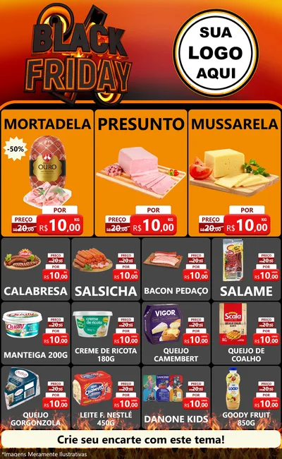 Modelo de Encarte para Encarte Grande com o tema Black Friday para Frios e Laticínios