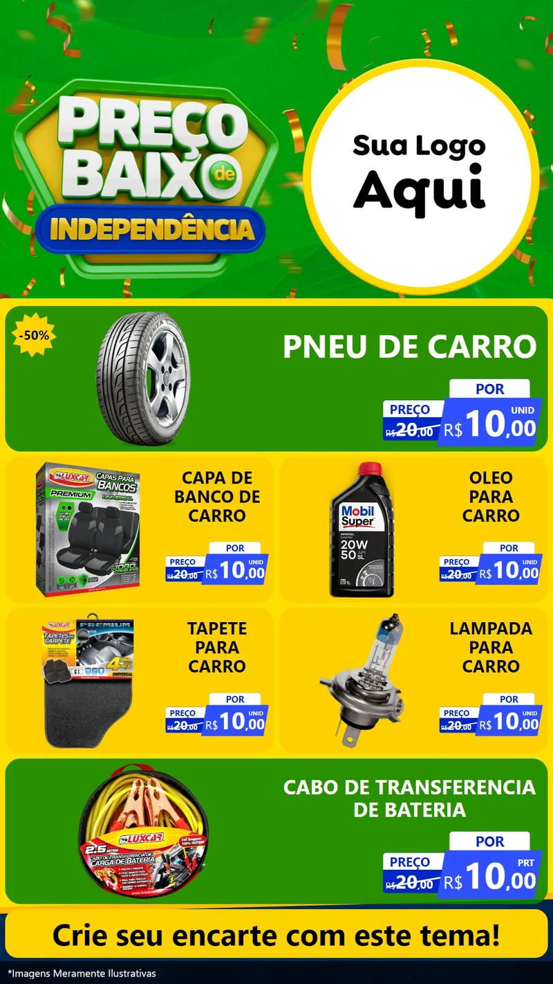 Modelo de TV para TV Vertical com o tema Preço Baixo de Independência para Auto peças