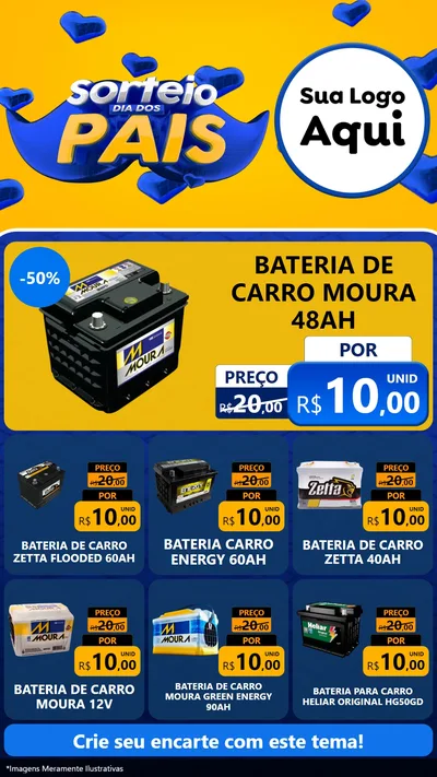 Modelo de Rede Social para Stories com o tema Sorteio Dia dos Pais para Baterias Elétricas