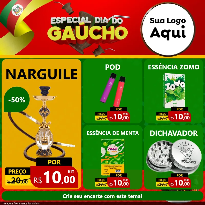 Modelo de Rede Social para Feed Facebook com o tema Especial Dia do Gaúcho para Tabacaria