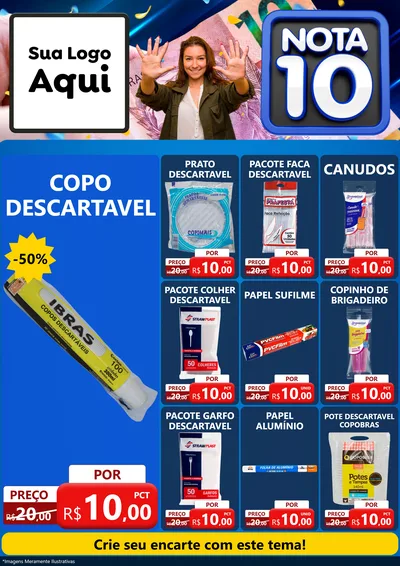 Modelo de Encarte para Encarte A4 Vertical com o tema Nota 10 para Embalagens