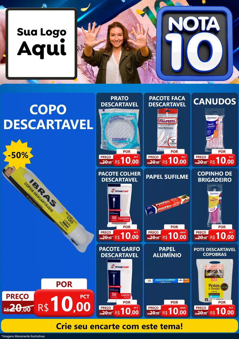 Modelo de Encarte para Encarte A4 Vertical com o tema Nota 10 para Embalagens