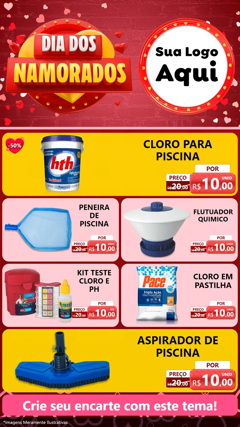 Modelo de TV para TV Vertical com o tema Dia Dos Namorados para Produtos para Piscina