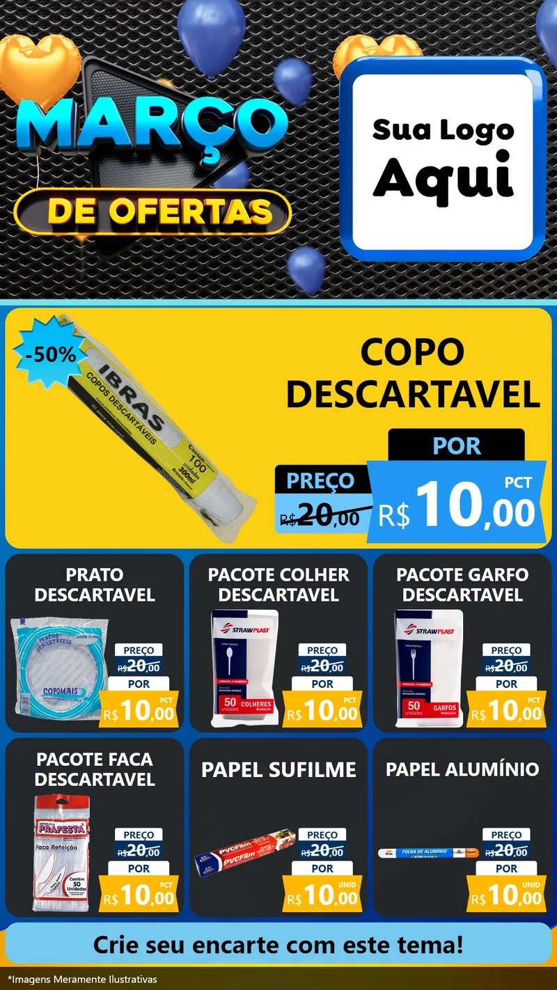 Modelo de Rede Social para Stories com o tema Março de Ofertas para Embalagens