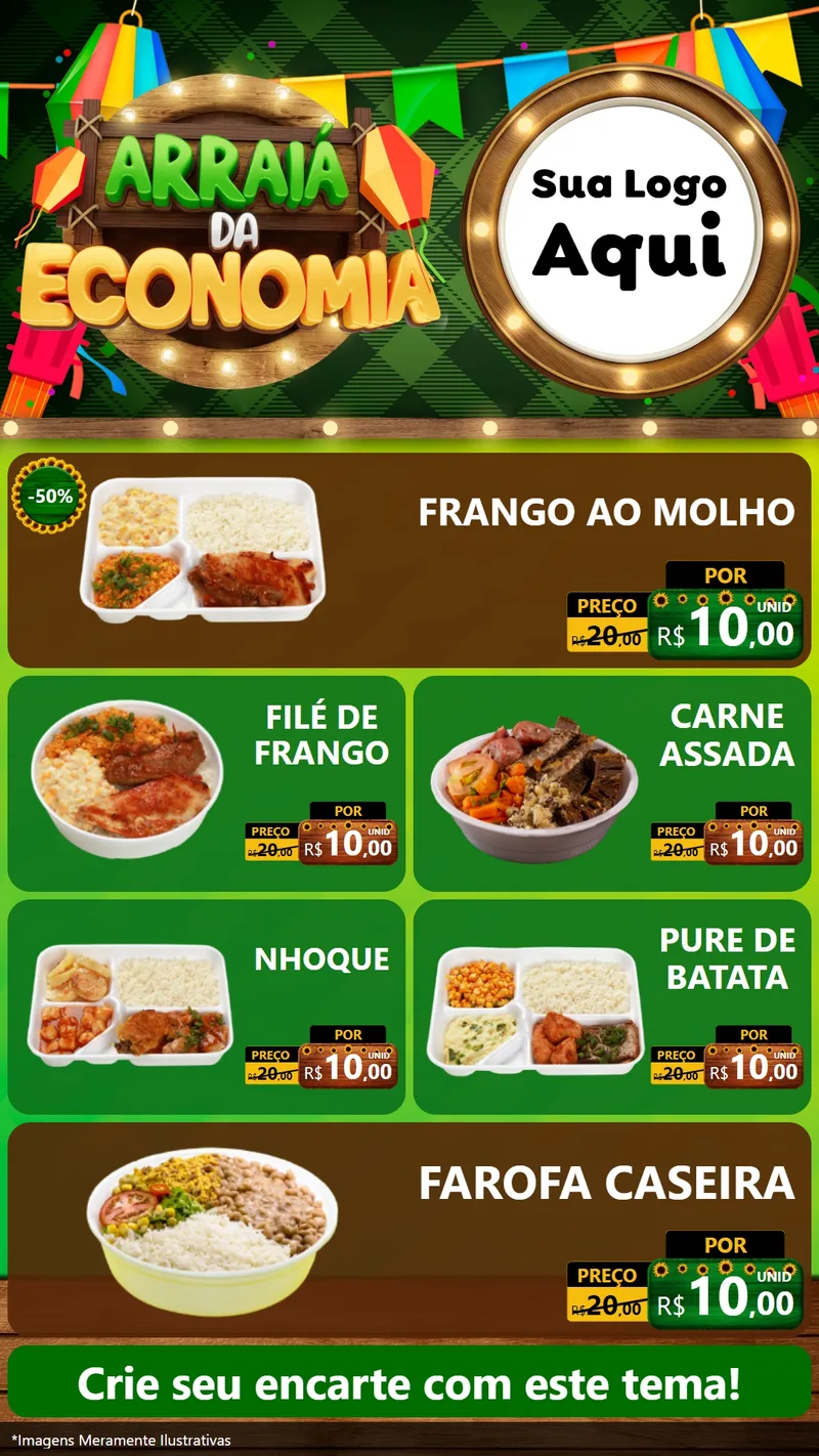 Modelo de TV para TV Vertical com o tema Arraiá de Economia para Restaurante