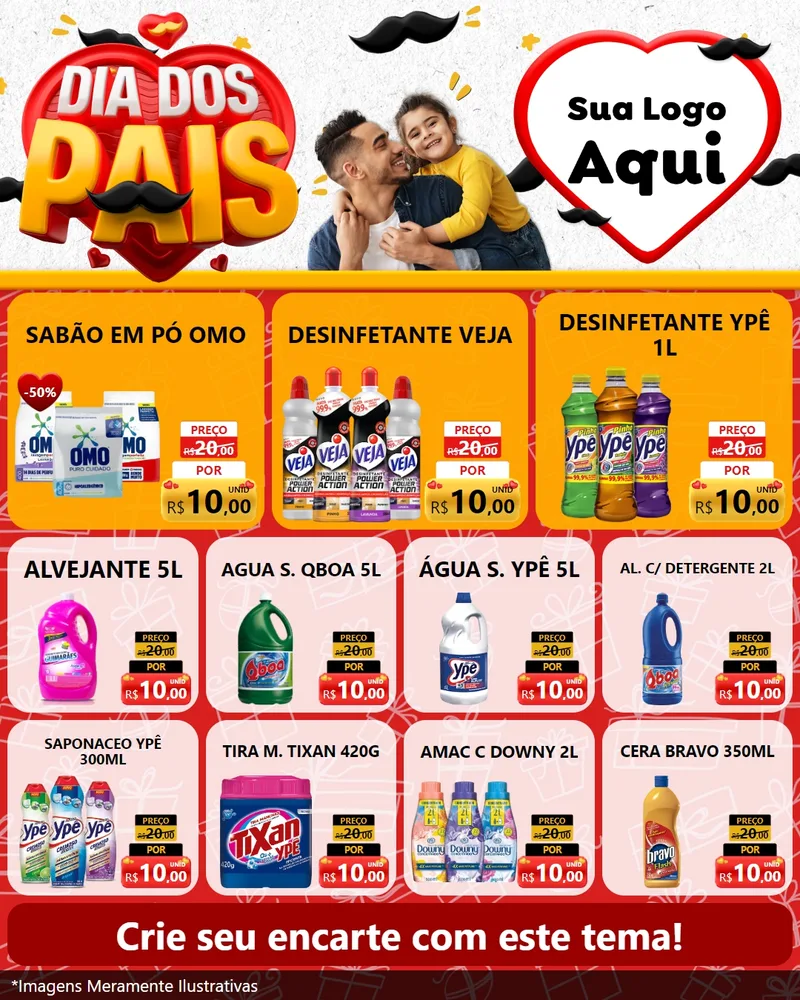 Modelo de Rede Social para Feed Instagram com o tema Dia dos Pais para Produtos de Limpeza