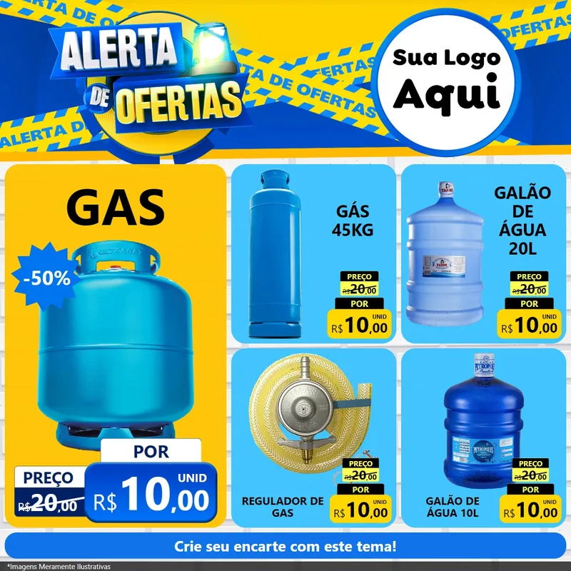 Modelo de Rede Social para Feed Facebook com o tema Alerta de Ofertas para Água e gás