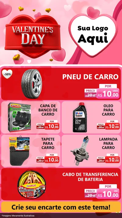 Modelo de TV para TV Vertical com o tema Valentine's Day para Auto peças