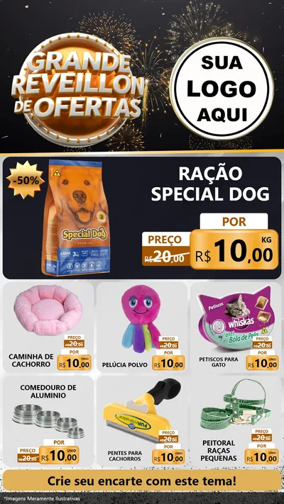 Modelo de Rede Social para Stories com o tema Grande Réveillon de Ofertas para Pet Shop