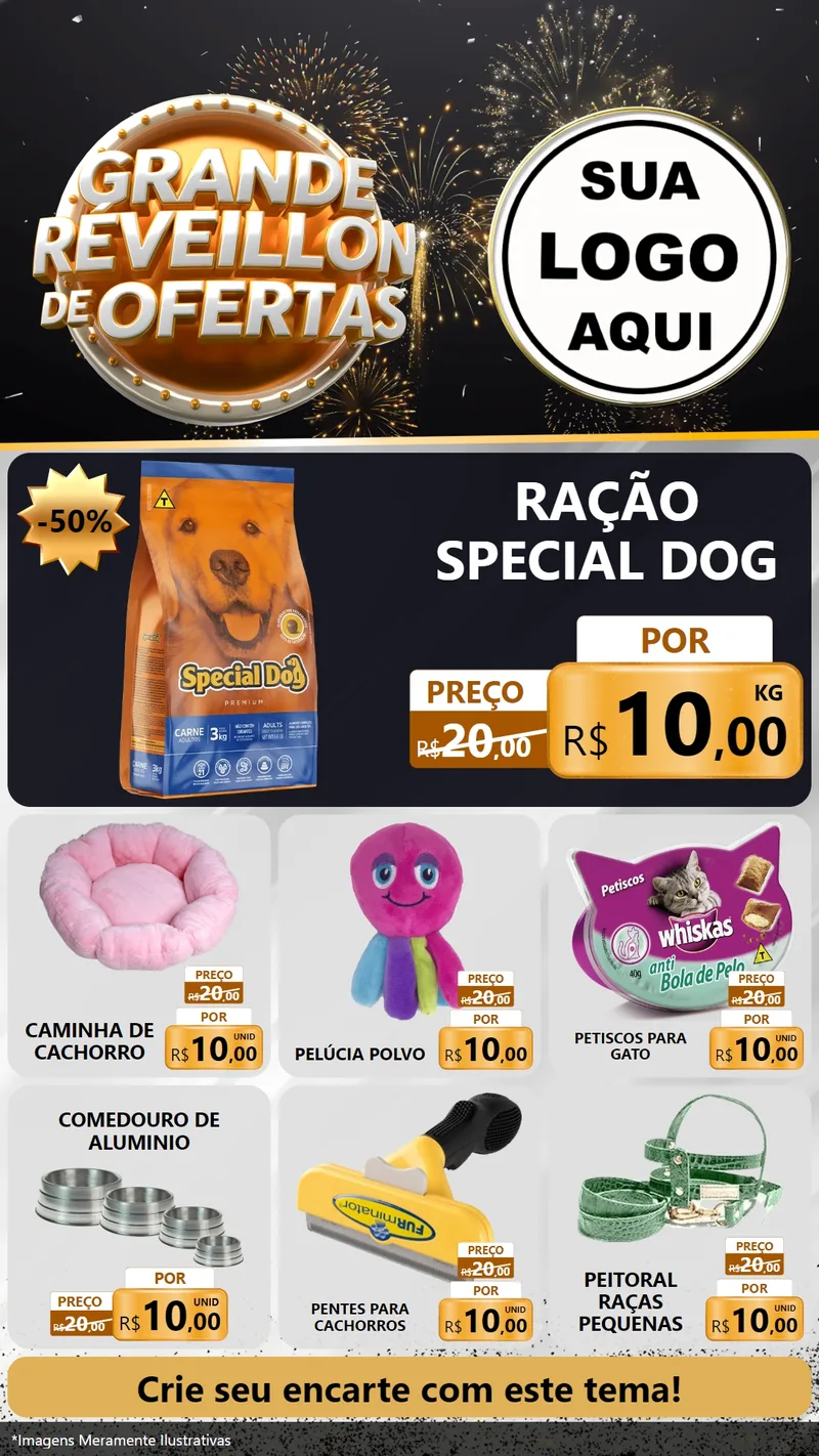 Modelo de Rede Social para Stories com o tema Grande Réveillon de Ofertas para Pet Shop