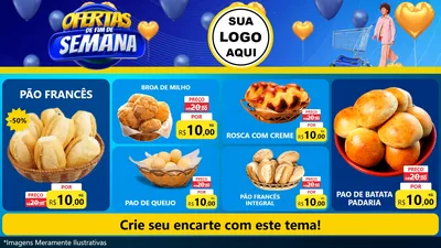 Modelo de TV para TV Horizontal com o tema Ofertas de Fim de Semana para Padaria