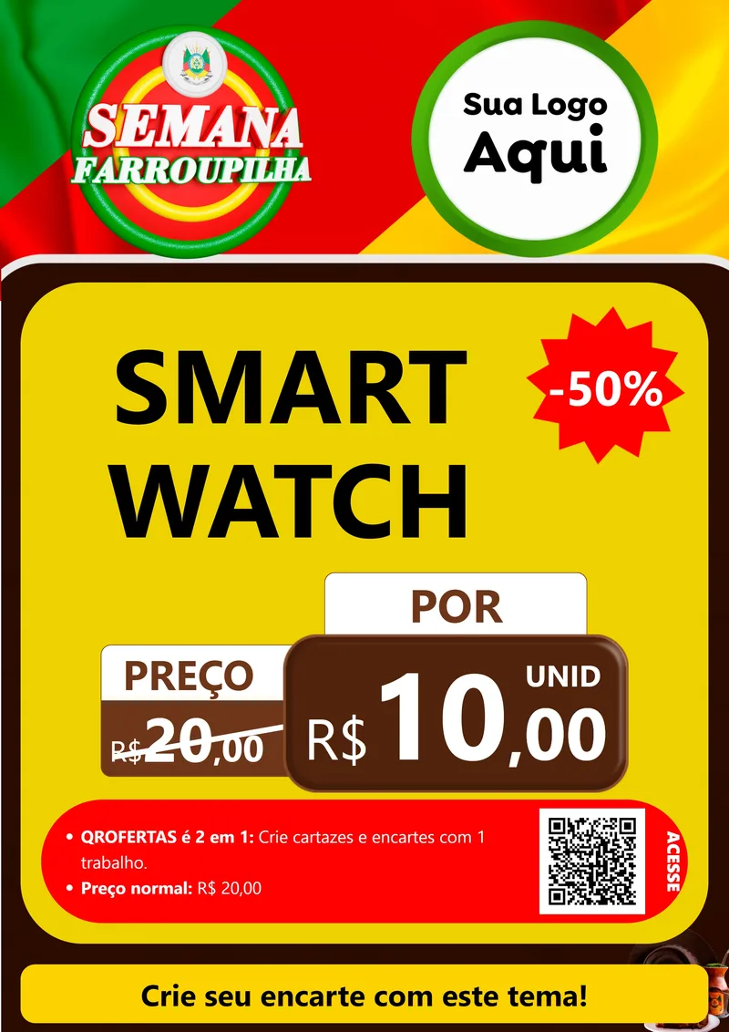 Modelo de Cartaz para Cartaz A4 Vertical com o tema Semana Farroupilha para Informática