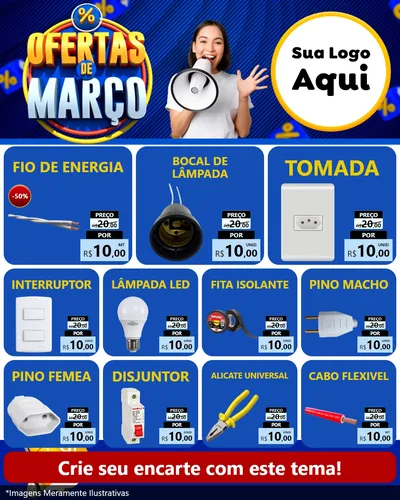 Modelo de Rede Social para Feed Instagram com o tema Ofertas de Março para Materiais Elétricos