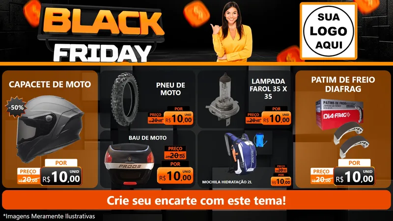 Modelo de TV para TV Horizontal com o tema Black Friday para Moto peças