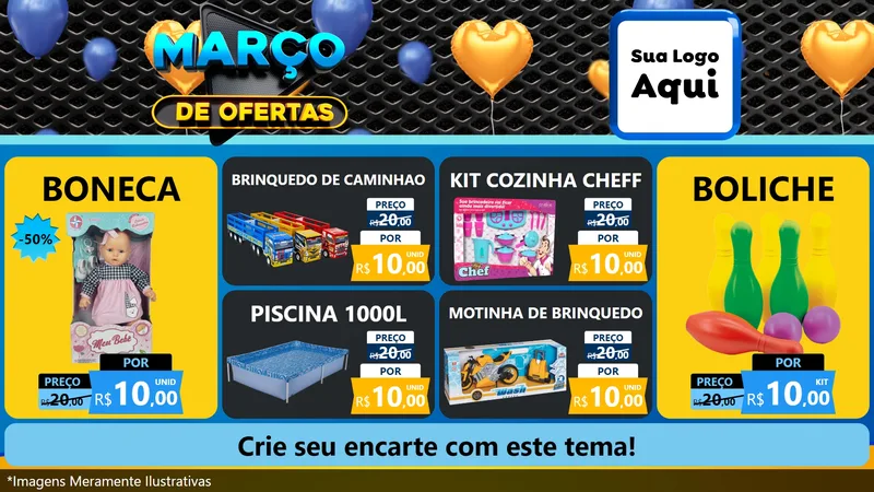 Modelo de TV para TV Horizontal com o tema Março de Ofertas para Brinquedos