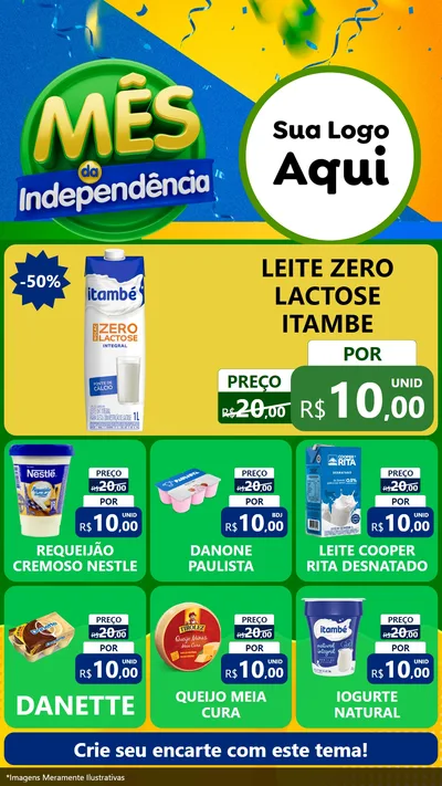 Modelo de Rede Social para Stories com o tema Mês da Independência para Frios e Laticínios