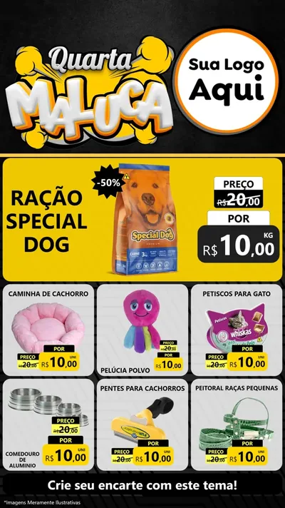 Modelo de Rede Social para Stories com o tema Quarta Maluca para Pet Shop