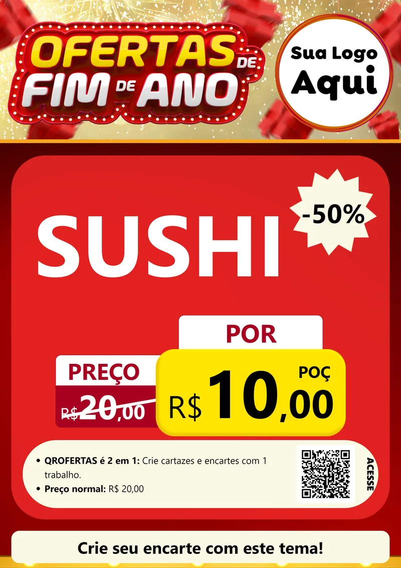 Modelo de Cartaz para Cartaz A4 Vertical com o tema Ofertas de Fim de Ano para Comida japonesa