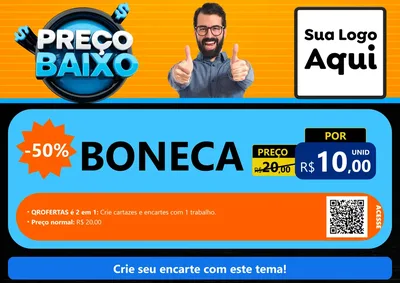 Modelo de Cartaz para Cartaz A4 Horizontal com o tema Preço Baixo para Brinquedos