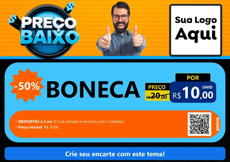 Modelo de Cartaz para Cartaz A4 Horizontal com o tema Preço Baixo para Brinquedos