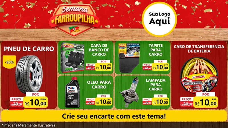Modelo de TV para TV Horizontal com o tema Semana Farroupilha para Auto peças