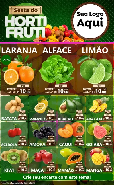 Modelo de Encarte para Encarte Grande com o tema Sexta do Hortifrúti para Hortifrúti