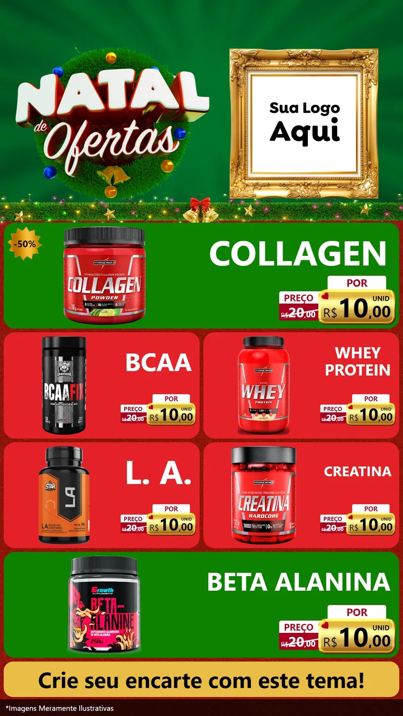 Modelo de TV para TV Vertical com o tema Natal de Ofertas para Suplementos alimentares