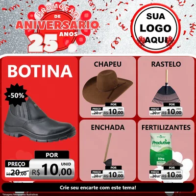 Modelo de Rede Social para Feed Facebook com o tema Promoção de Aniversário - 25Anos para Agropecuária