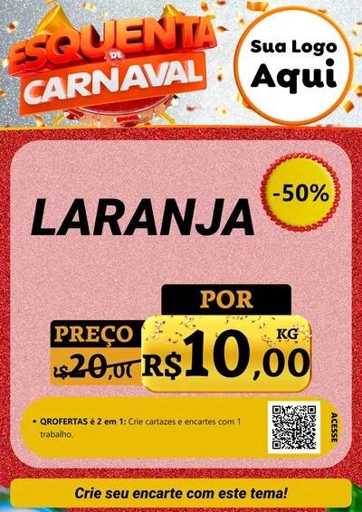 Modelo de Cartaz para Cartaz A4 Vertical com o tema Esquenta de Carnaval para Hortifrúti