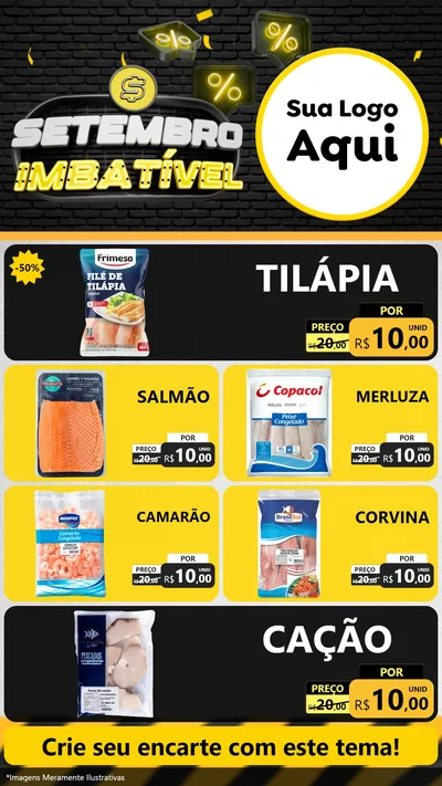 Modelo de TV para TV Vertical com o tema Setembro Imbatível para Peixaria