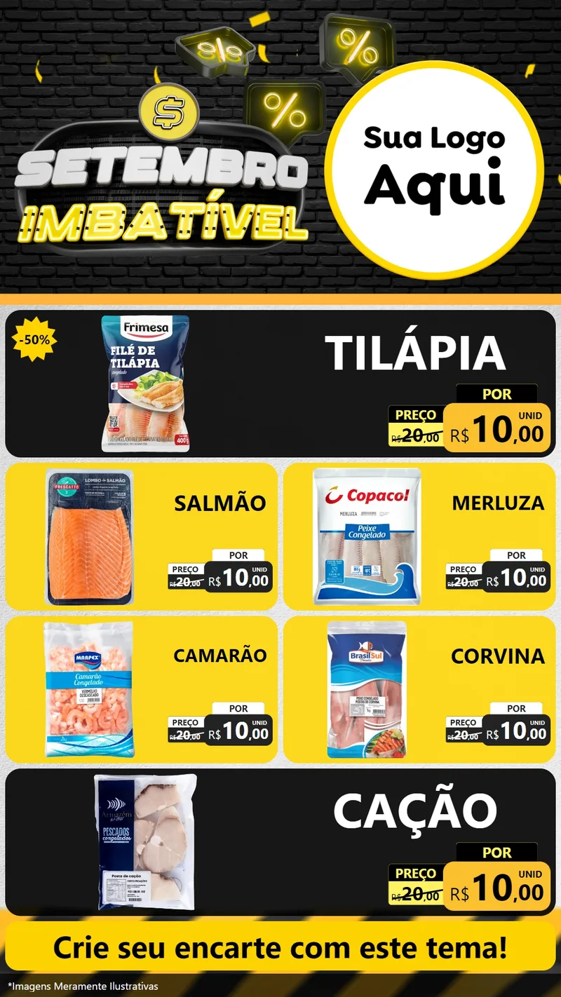 Modelo de TV para TV Vertical com o tema Setembro Imbatível para Peixaria