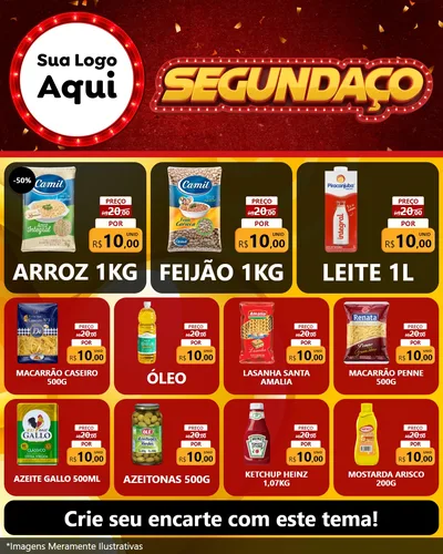 Modelo de Rede Social para Feed Instagram com o tema Segundaço para Supermercado