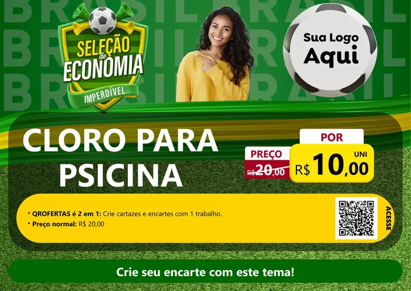 Modelo de Cartaz para Cartaz A4 Horizontal com o tema Seleção de Economia - Copa para Produtos para Piscina