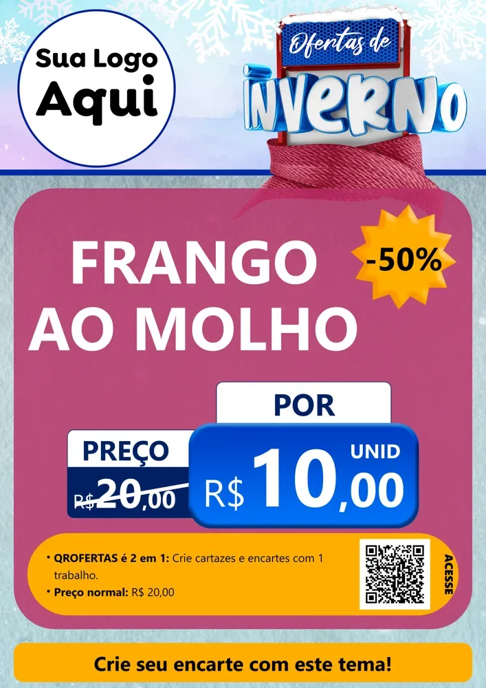 Modelo de Cartaz para Cartaz A4 Vertical com o tema Ofertas de Inverno para Restaurante