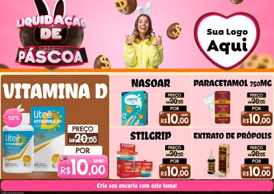 Modelo de Encarte para Encarte A4 Horizontal com o tema Liquidação de Páscoa para Farmácia