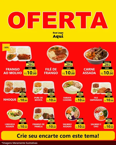 Modelo de Rede Social para Feed Instagram com o tema OFERTA - Vermelho Cartaz para Restaurante