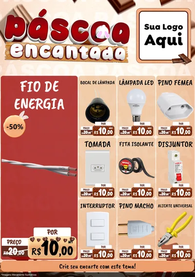 Modelo de Encarte para Encarte A4 Vertical com o tema Páscoa Encantada para Materiais Elétricos