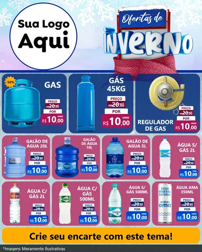 Modelo de Rede Social para Feed Instagram com o tema Ofertas de Inverno para Água e gás