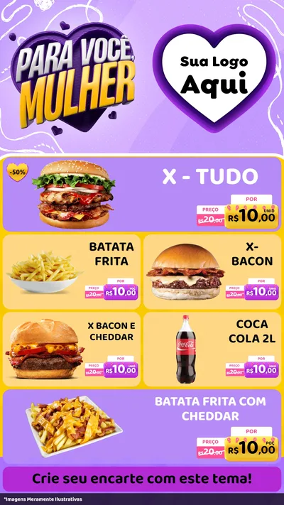 Modelo de TV para TV Vertical com o tema Para Você, Mulher para Hamburgueria