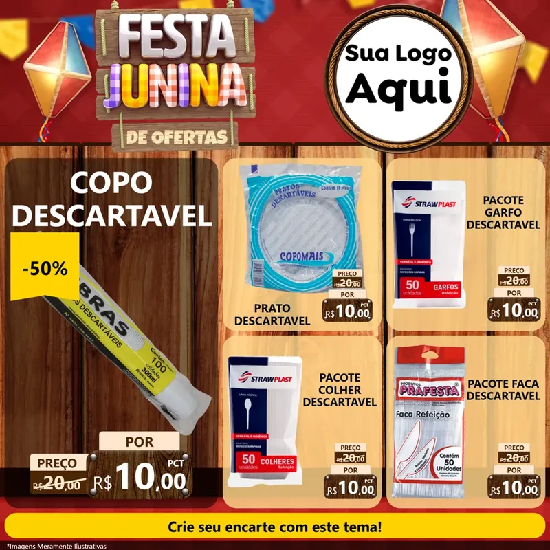 Modelo de Rede Social para Feed Facebook com o tema Festa Junina de Ofertas para Embalagens