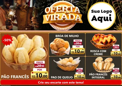 Modelo de Encarte para Encarte A4 Horizontal com o tema Oferta da Virada para Padaria
