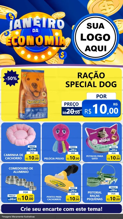 Modelo de Rede Social para Stories com o tema Janeiro da Economia para Pet Shop
