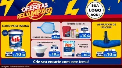 Modelo de TV para TV Horizontal com o tema Ofertas Relâmpago para Produtos para Piscina