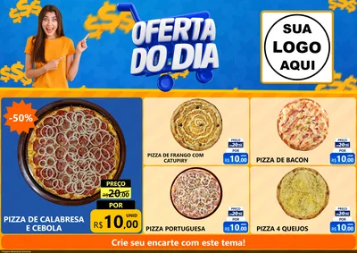 Modelo de Encarte para Encarte A4 Horizontal com o tema Oferta do Dia para Pizzaria