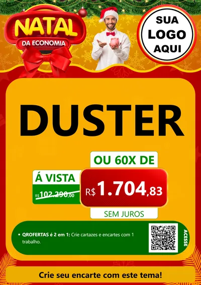Modelo de Cartaz para Cartaz A4 Vertical com o tema Natal da Economia para Concessionaria de Carros