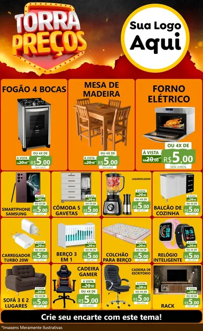 Modelo de Encarte para Encarte Grande com o tema Torra Preços para Móveis e Eletro