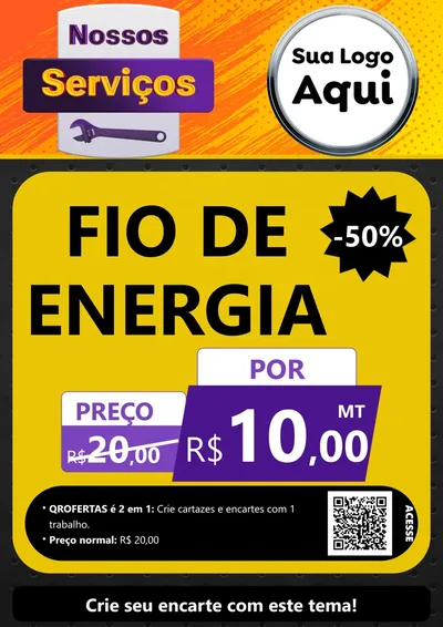 Modelo de Cartaz para Cartaz A4 Vertical com o tema Nossos Serviços para Materiais Elétricos