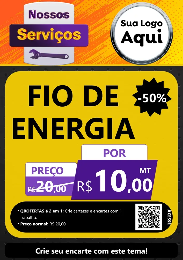 Modelo de Cartaz para Cartaz A4 Vertical com o tema Nossos Serviços para Materiais Elétricos
