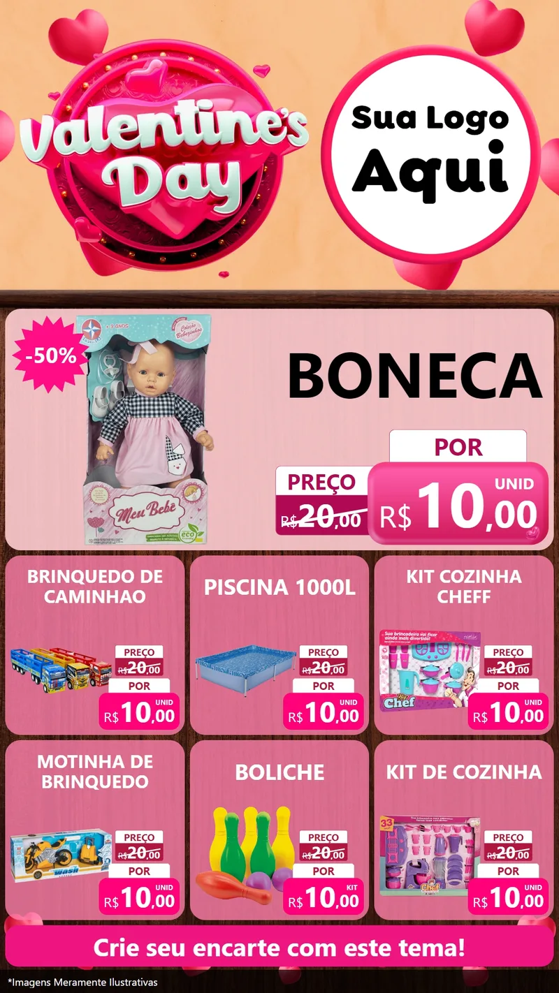 Modelo de Rede Social para Stories com o tema Valentine's Day para Brinquedos