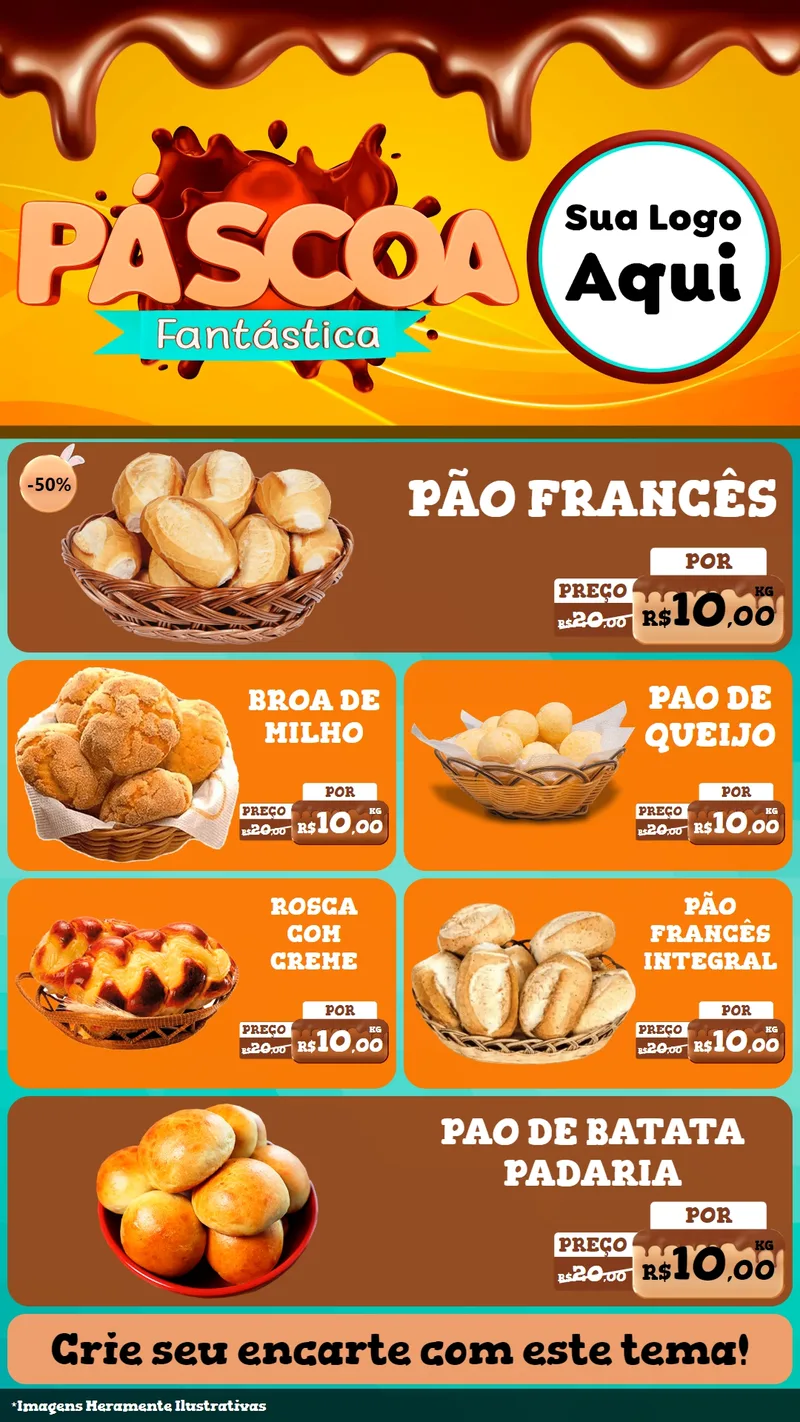 Modelo de TV para TV Vertical com o tema Páscoa Fantástica para Padaria